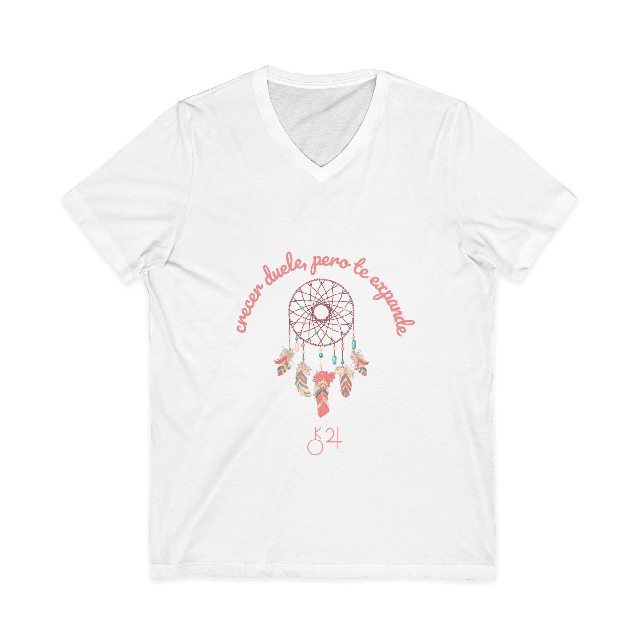 Dreamcatcher V-Neck Tee — "Crecer duele pero expande" Quirón en Jupiter. Tu ADN Cósmico.