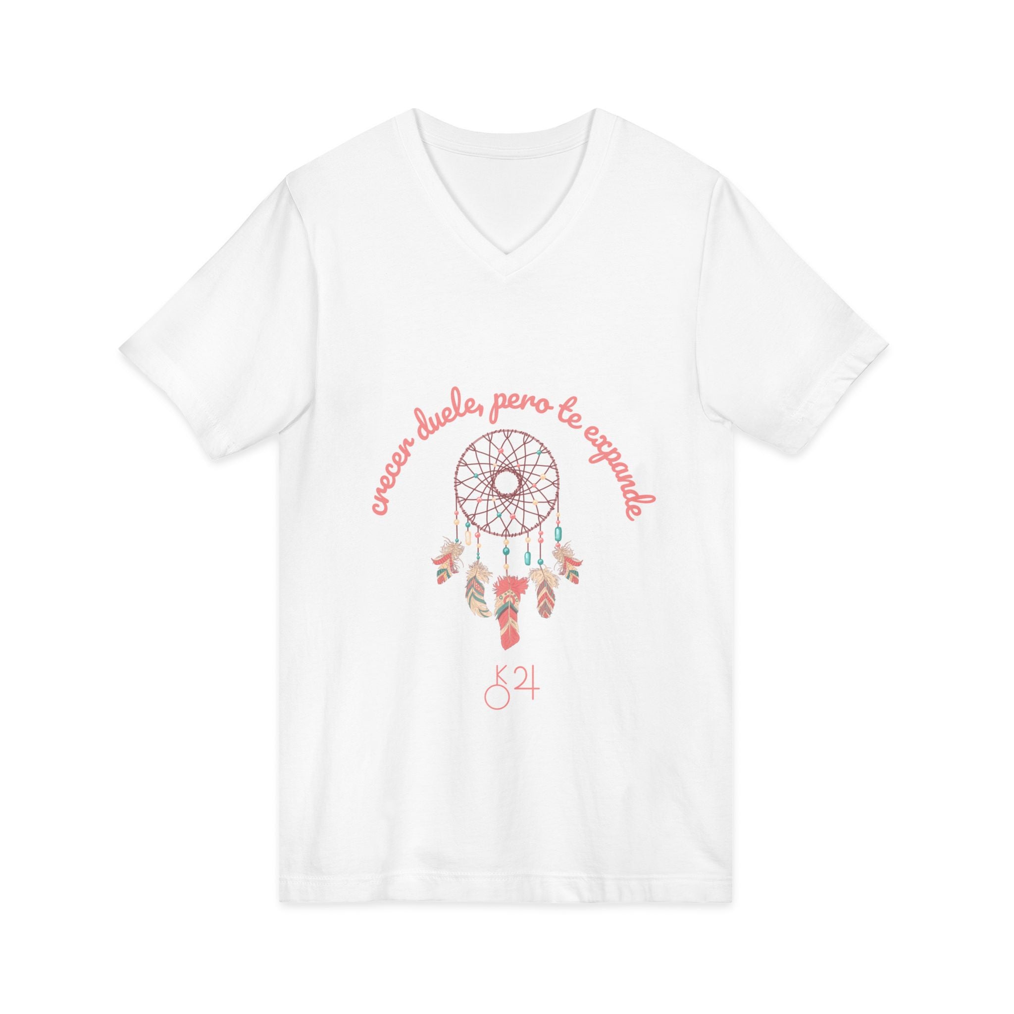 Dreamcatcher V-Neck Tee — "Crecer duele pero expande" Quirón en Jupiter. Tu ADN Cósmico.