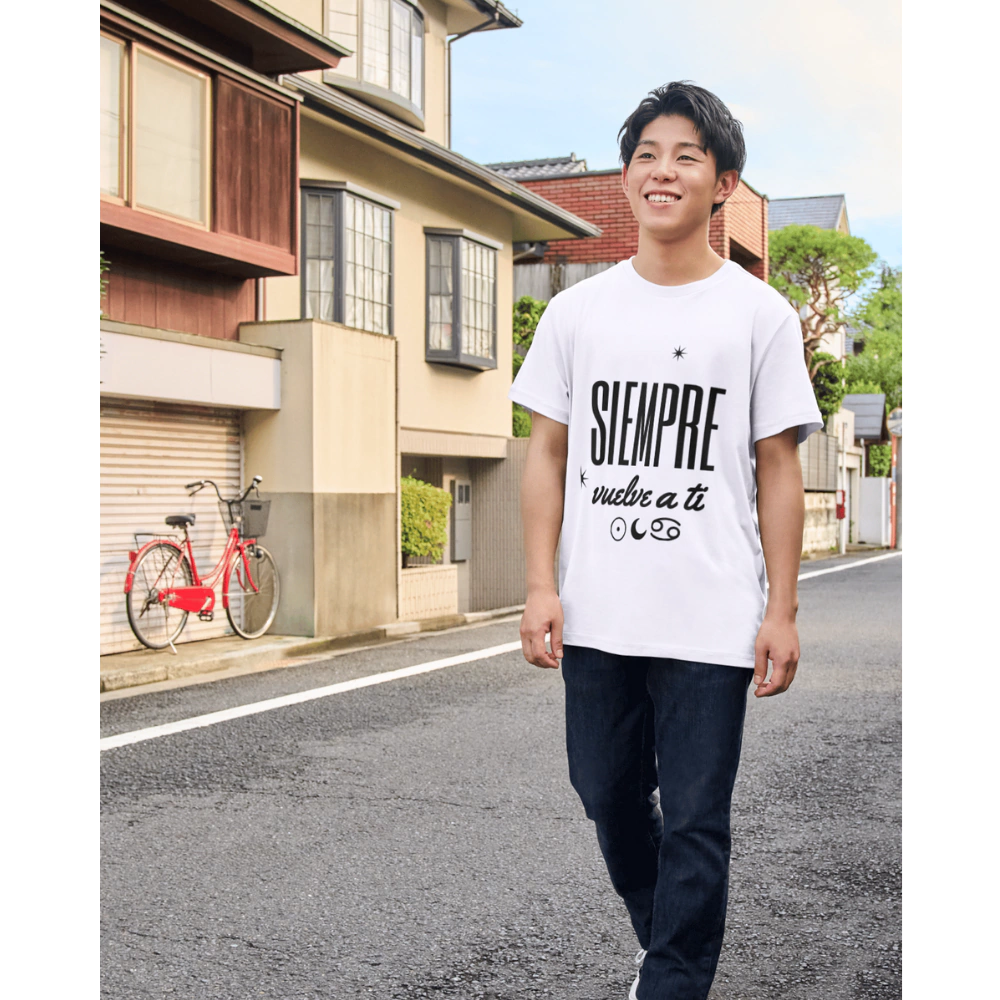 Camiseta de manga corta y cuello de pico unisex- Siempre vuelve a ti